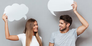 couple with speech bubbles